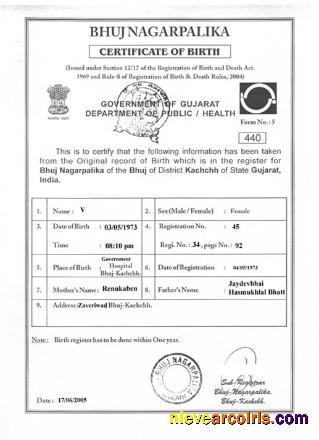 India Gujarat certificate of birth